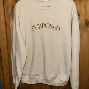 Cream Sweatshirt with Brown 'PURPOSED' Print